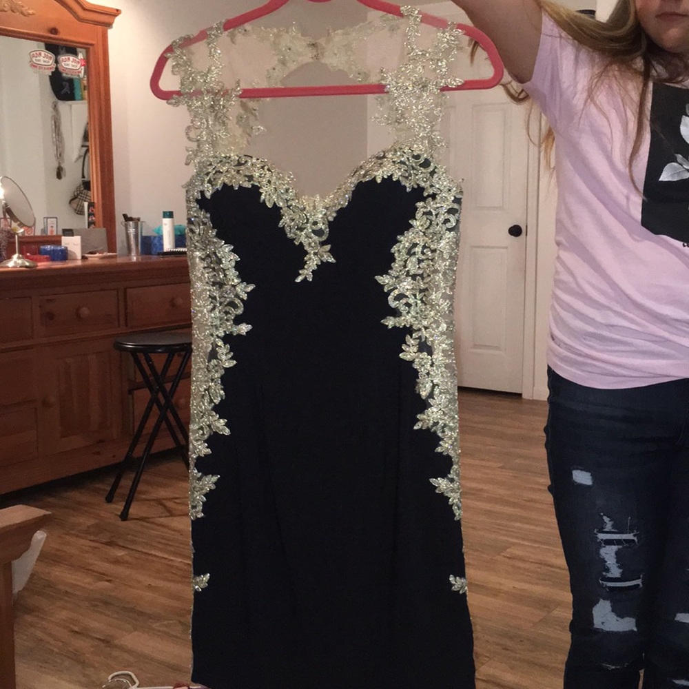 black and gold homecoming dress